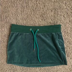 Edikted Teal Velvet Mini Skirt